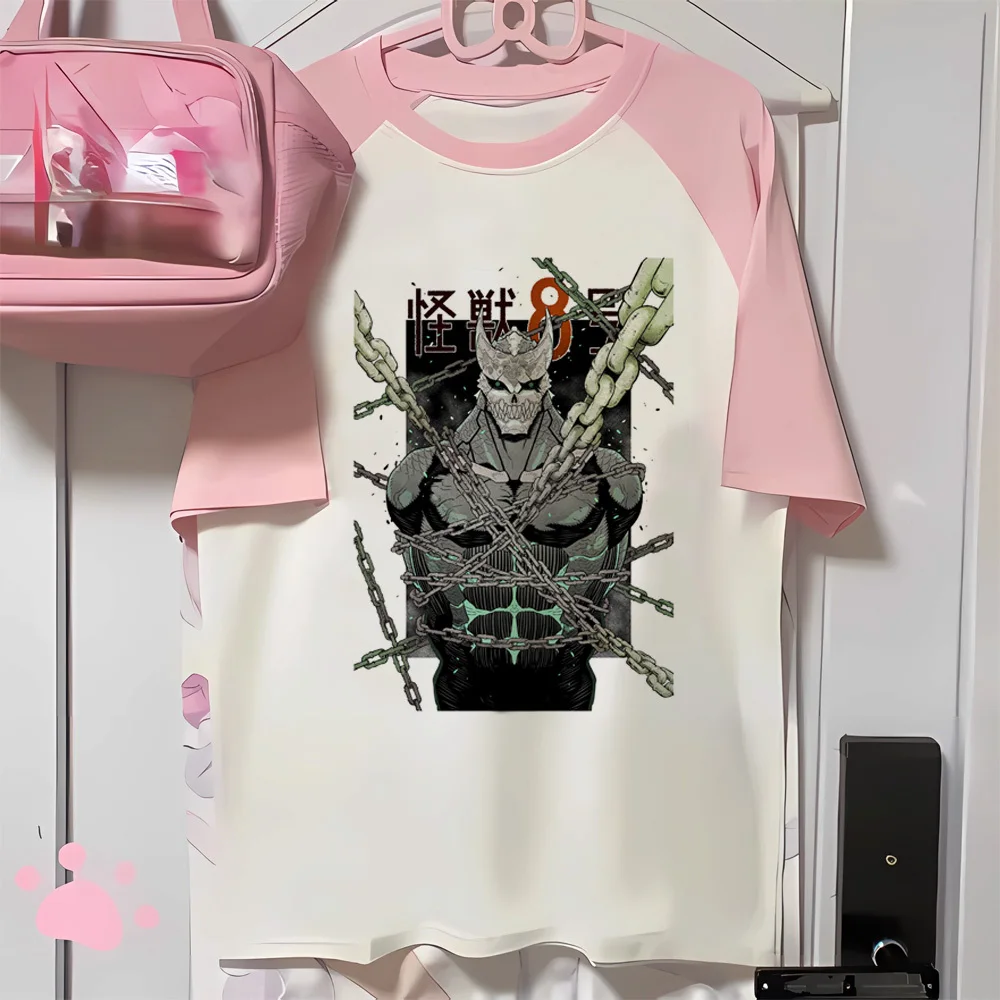 

Футболка Kaiju No 8, женская дышащая повседневная одежда, японская футболка, забавная одежда в стиле Харадзюку для девочек