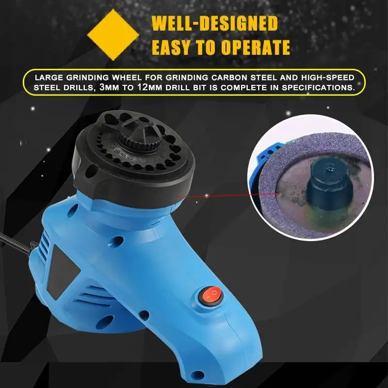 Twist Drill Bit Sharpener Grinder 3-12mm Tool for Grinding Carbon Steel And High-speed Steel Drills