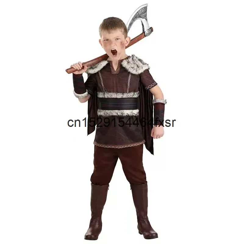 Halloween Children's Day Stage Performance Gathering Party Nordic Viking Boy Warrior Cosplay Costume