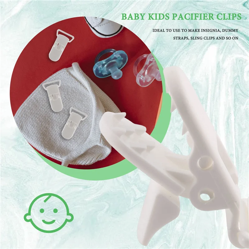 A30F-50Pcs طفل أطفال على شكل حرف T مشابك لهاية بلاستيكية مهديء دمية نمط شارة حامل أبيض #3
