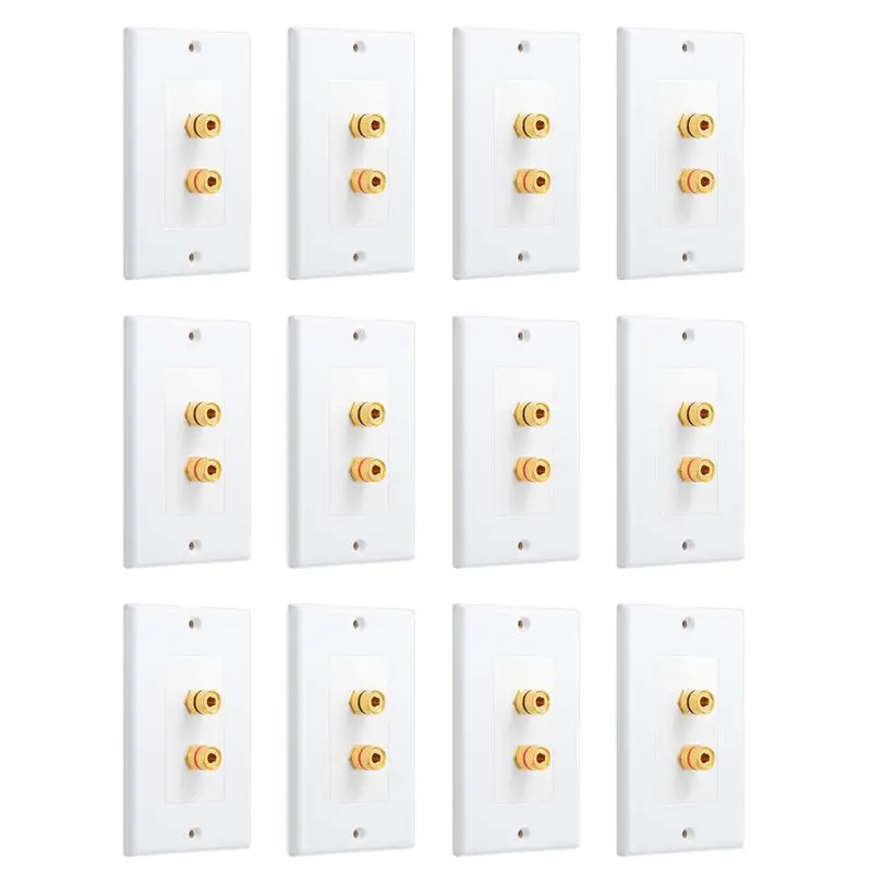 

Набор из 12 настенных панелей для проводов динамиков (настенная панель для банановых разъемов) для 1 динамика, белый цвет
