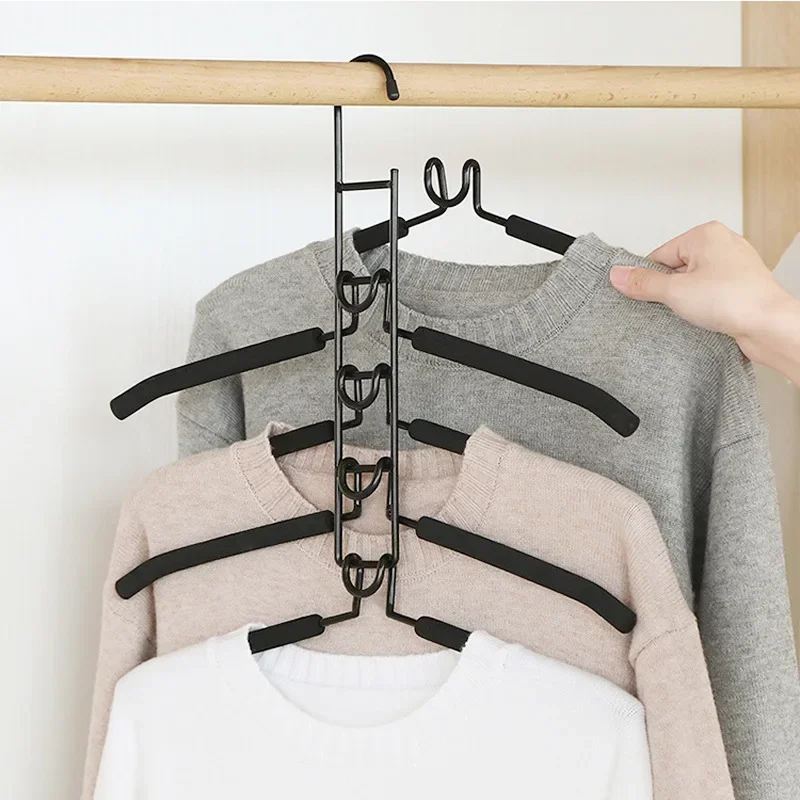 5 Layer Detachable Storage Holder Mounted Hanger Indoor Space Saving Household One-Piece Clothes Hanger Clothes Drying Rack