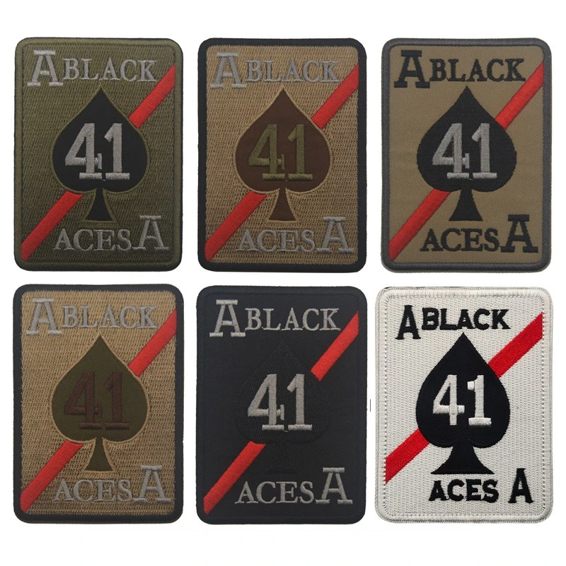Playing Card Spade A Hook&Loop Sew Embroidery Morale Badge Patches DIY Hat Backpack Clothing Appliques Sticker