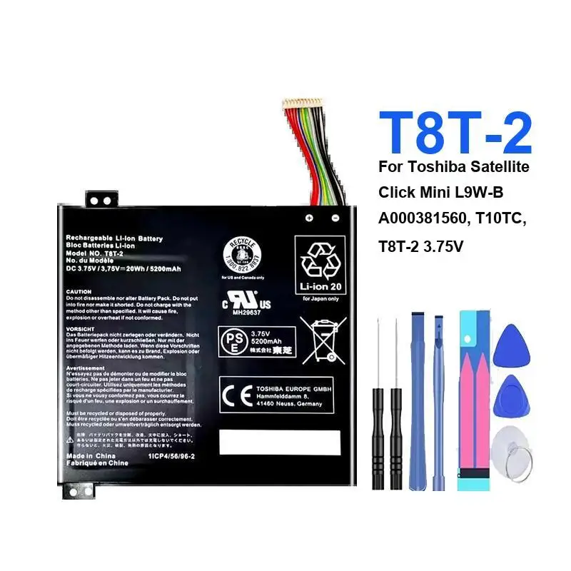 High-Capacity 5200Mah Laptop Battery For Toshiba  L9W-B A000381560 T10TC T8T-2   Stable Power Supply
