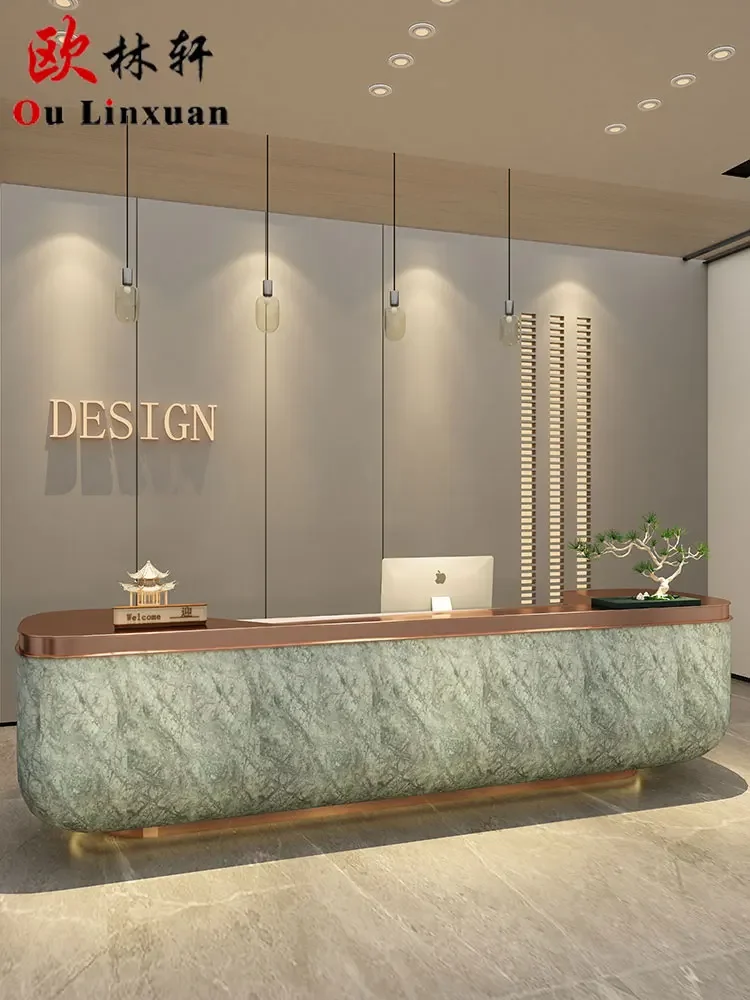 

Company Reception Desk Office Reception Table Bar Marble Paint Cashier Hotel