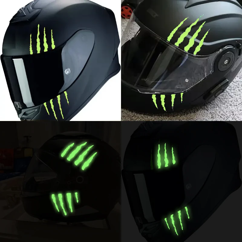 Monster Claw Sticker Glow In Dark Motorcycle Vinyl Decal Waterproof Helmet Scooter Shark LS2 Arai AGV HJC Bell