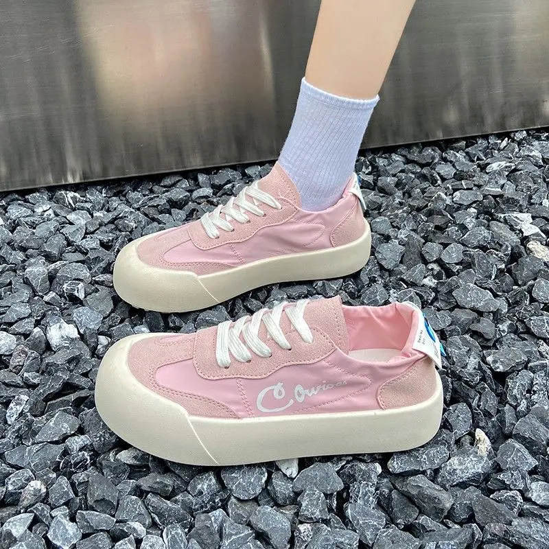 Roze Kawaii Damesschoenen Schattige Whit Canvas Damesschoenen Bieden Trends 2024 Designer Y 2K Mode Nieuw Stedelijk Origineel In Luxe