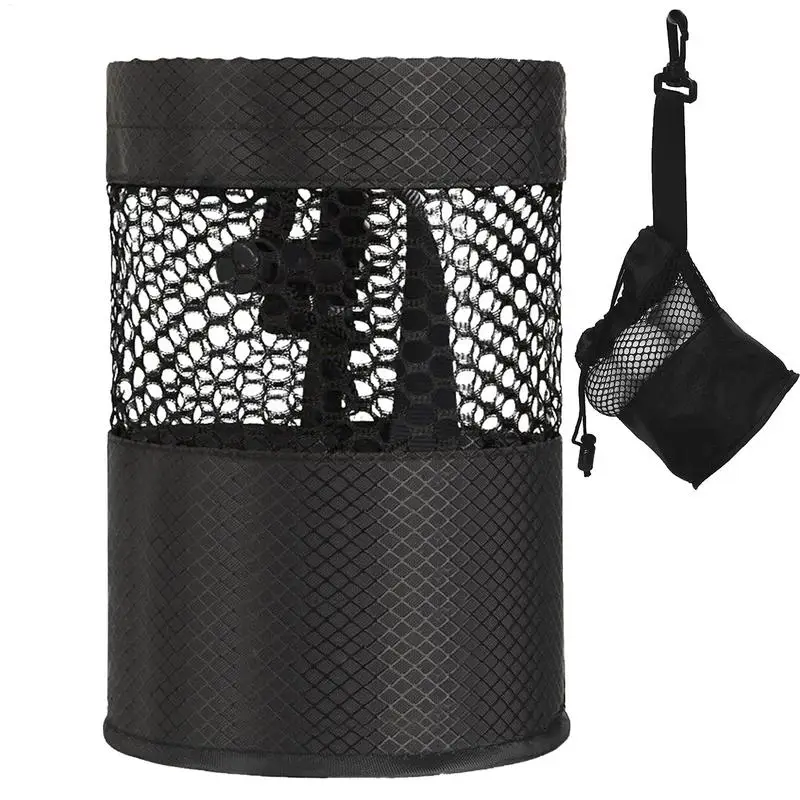 1pc Black Golf Ball Pouch Bag with High Quality Mesh Nylon and Hanging Plastic Clip Convenient To Hang On Golf Bag