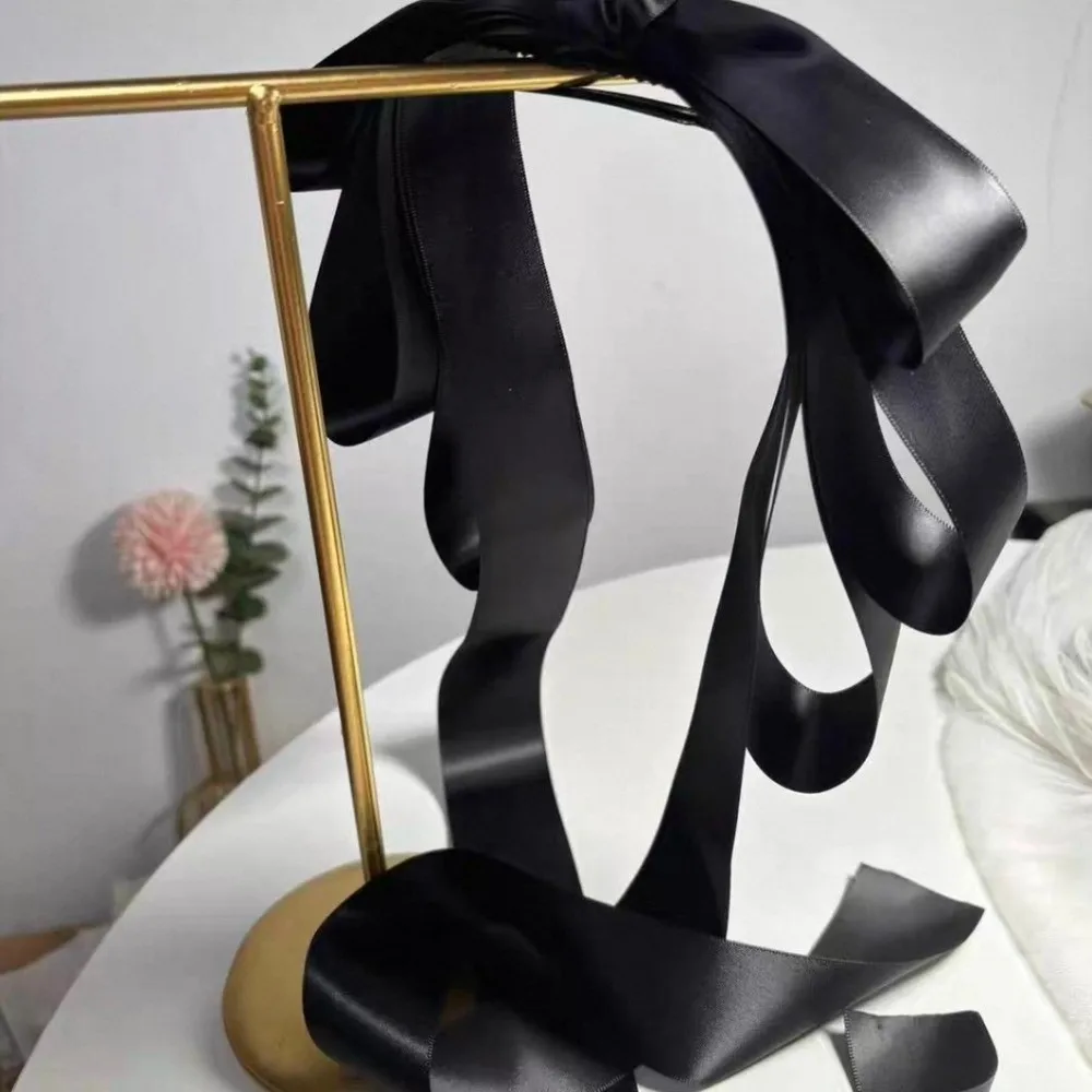 Sweet Bow Ribbon Hair Clip Oversized Ballet Style Extra Long Spring Clip Satin Solid Color Flowing Ribbons Hairpins