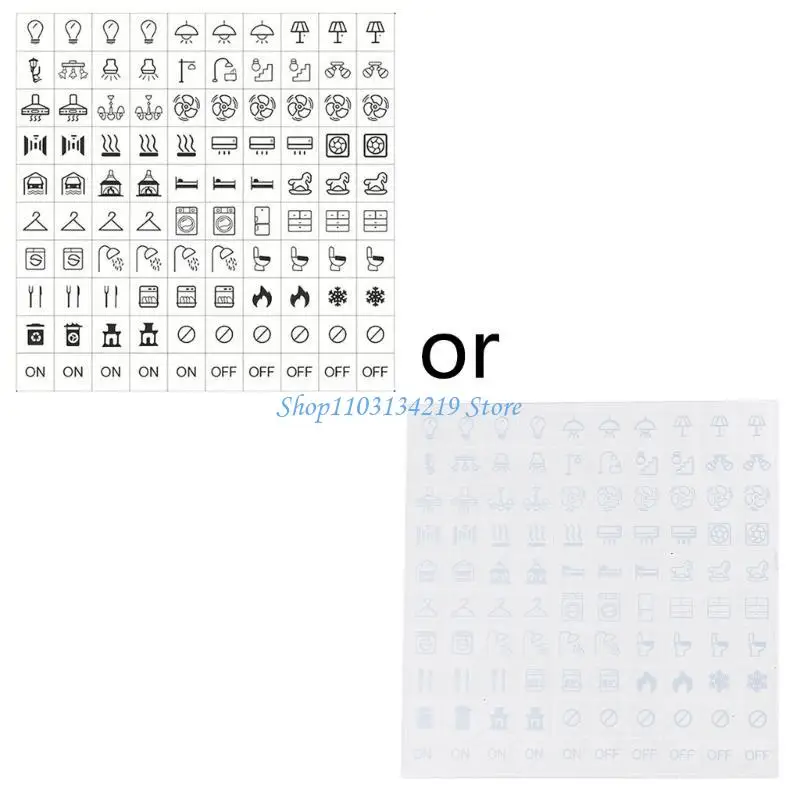 100Pcs Light Switchs Labels Sticker Transparent Household Light Fan Heater Sign Sticker Waterproof Switchs Panel Labels