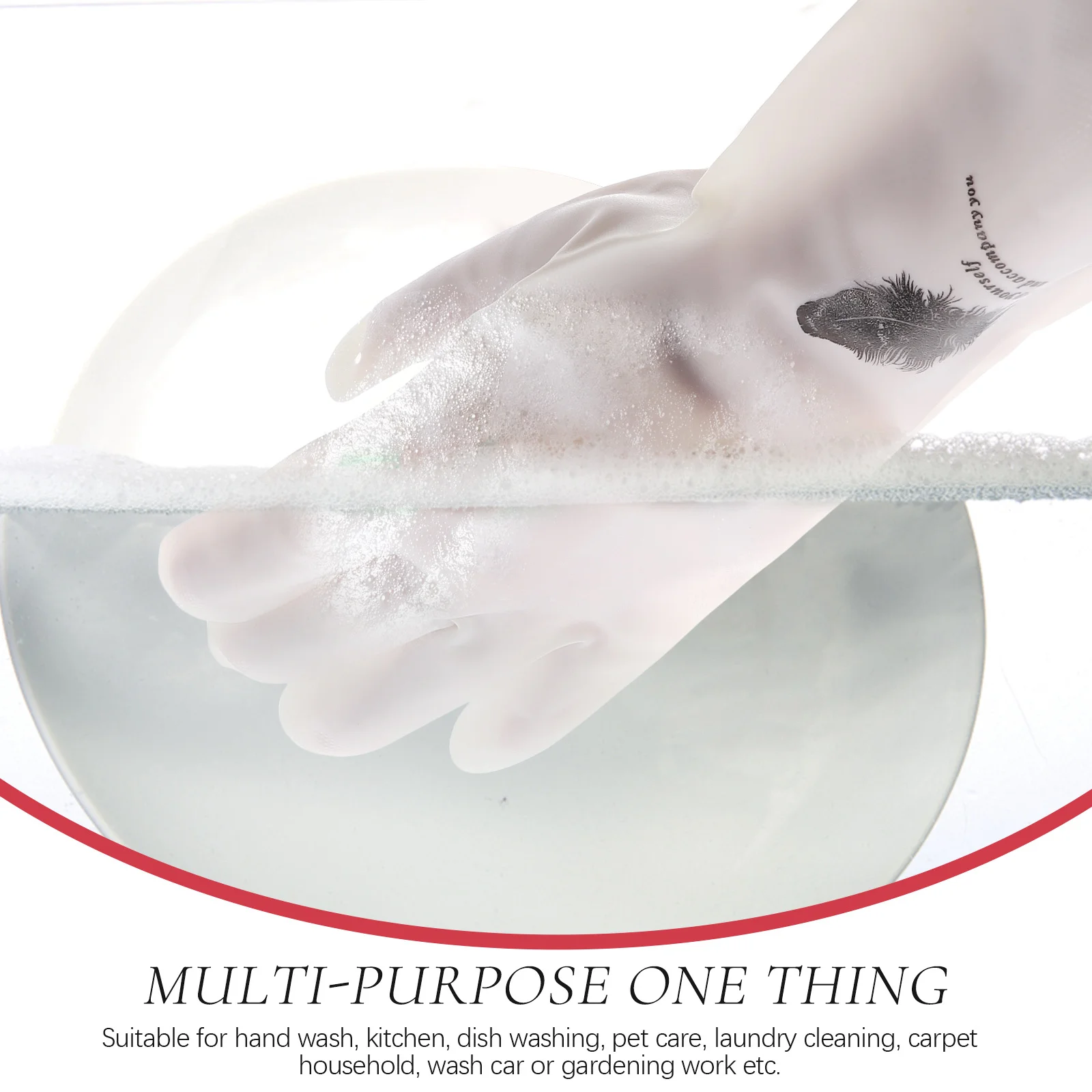 

1 Pair Dishwashing 33Cm Short Style Waterproof Rubber Kitchen Cleaning Gloves For Laundry Pet Care Garden Car Washing Reusable