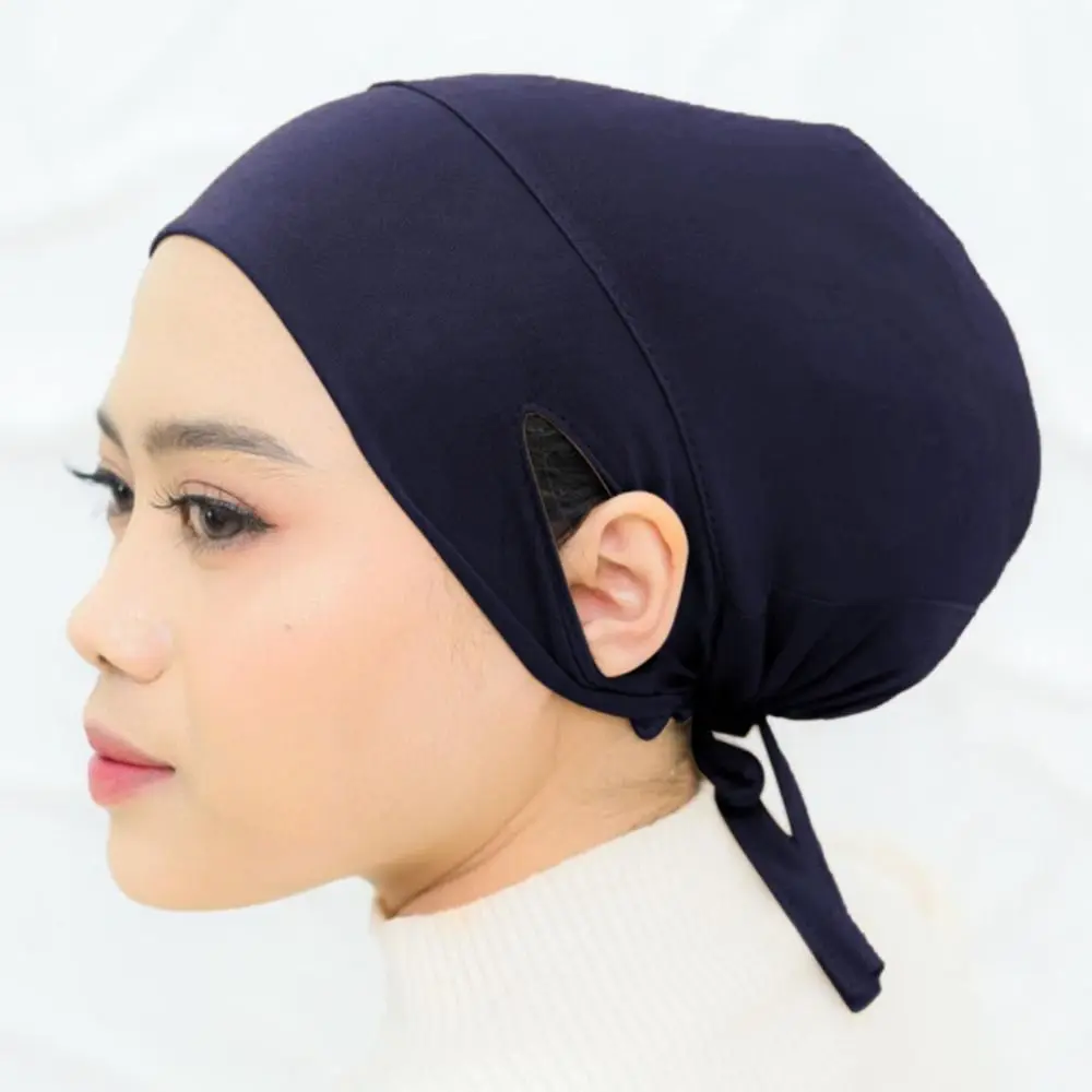 Pañuelo para la cabeza a la moda, gorro interior con orificio para la oreja, Hijabs para mujer, turbante Hijab para mujer, bufanda con capucha, bufanda islámica debajo de la bufanda para niñas