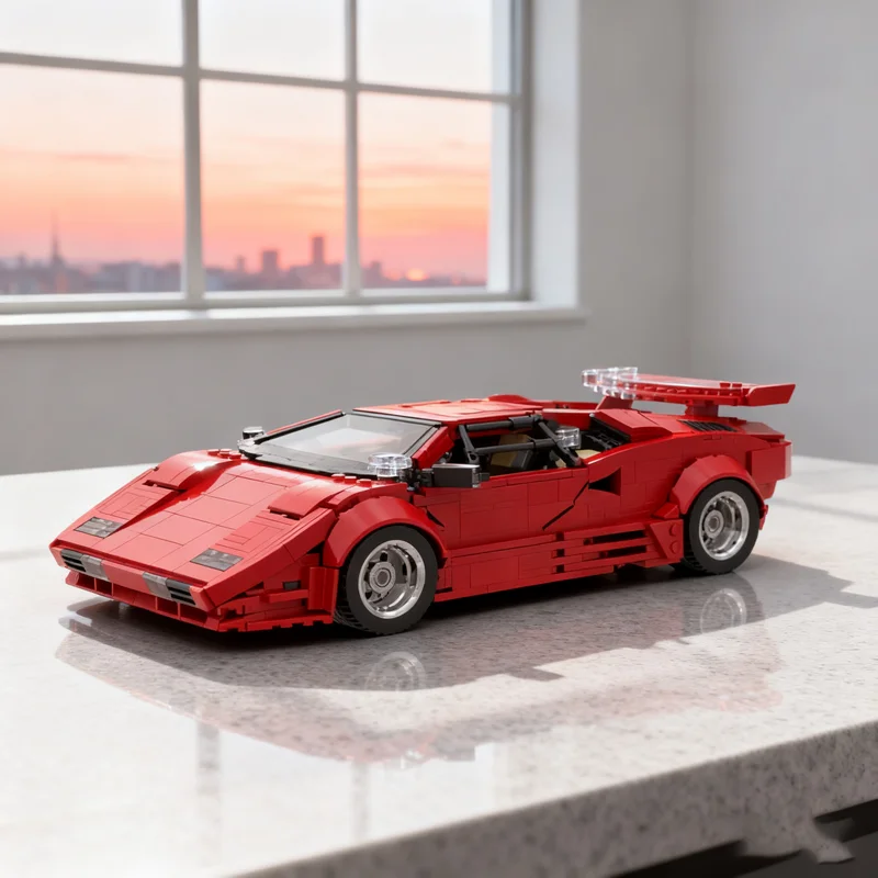 

1314 шт. MOC Lamborghiniesed Countach QV красная модель, строительные блоки, рождественский подарок, архитектура, игрушка «сделай сам», креативный кирпич, день рождения
