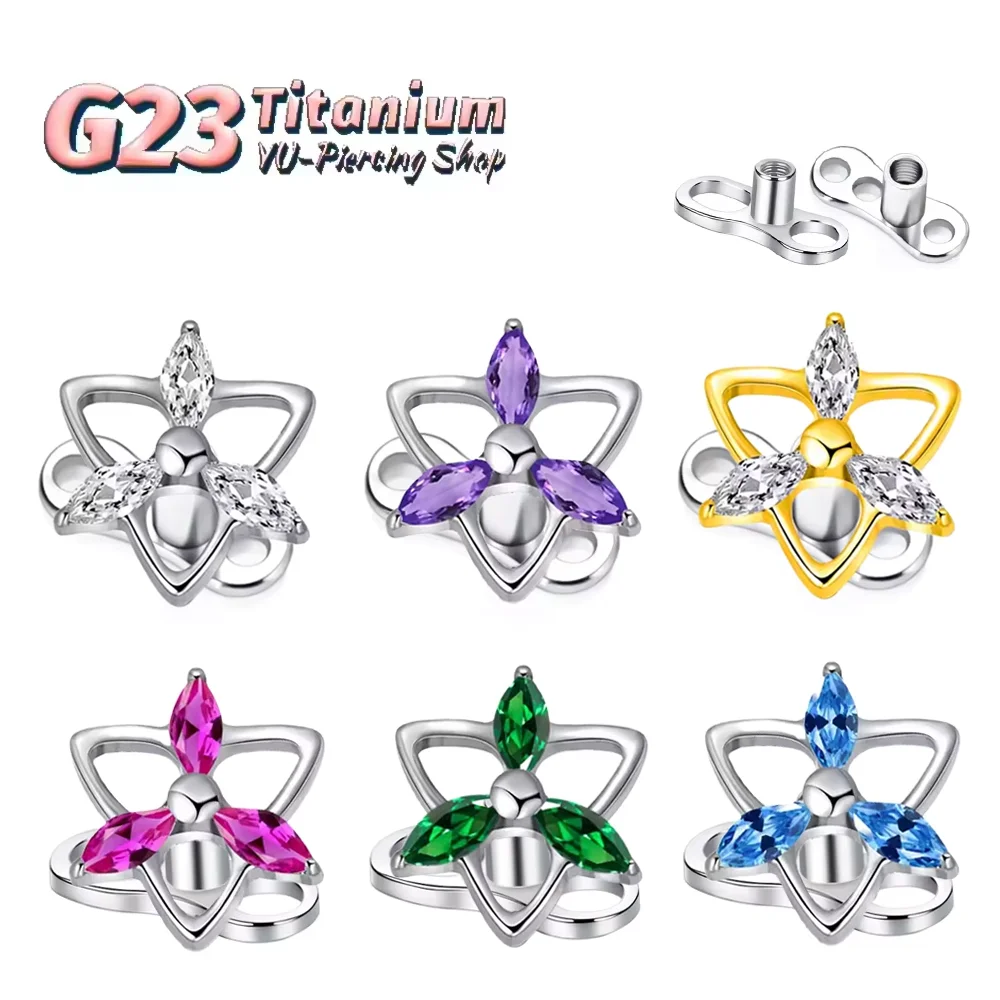 

ASTM F136 Medical-Grade Titanium Alloy Triangular Horseshoe-Shaped Zirconia Anchor Stud Fashionable Invisible Piercing Jewelry