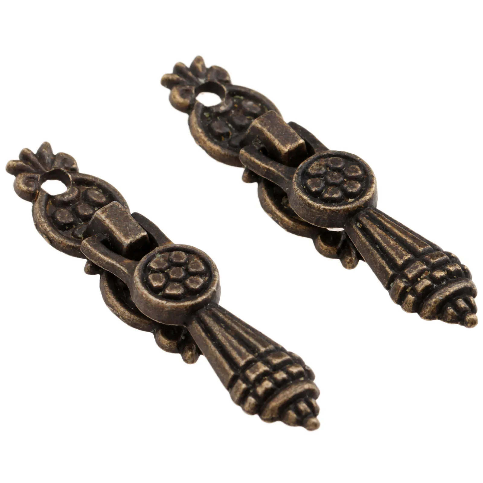 2pcs Pull Handles Iron knobs Retro antique bronze Cupboard Cabinet Chest Furniture Hardware Vintage zipper handle 52*10mm