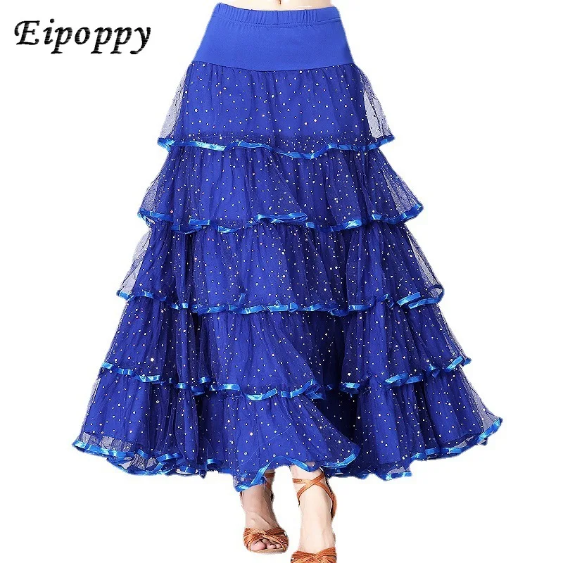 Gonna lunga con gonna lunga da competizione con gonna da ballo con paillettes di danza moderna