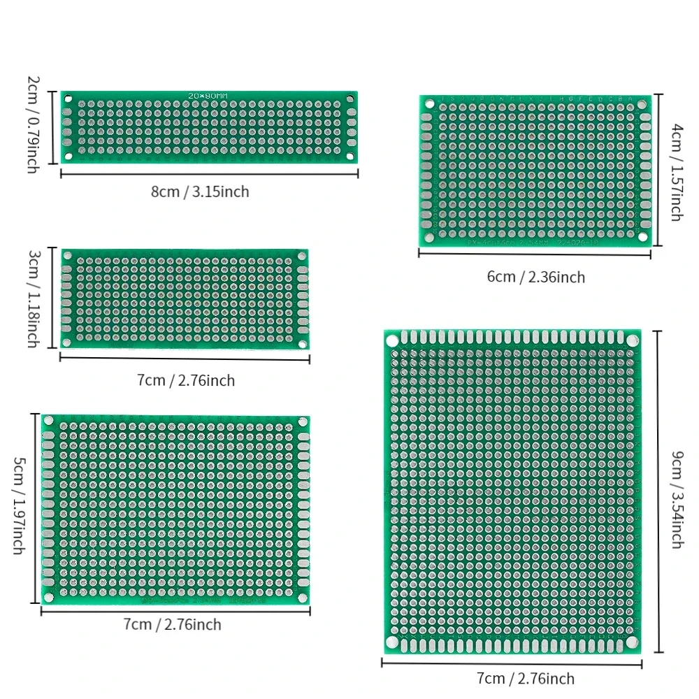 31pcs/lot Double Sided PCB Board 2x8cm 3x7cm 4x6cm 5x7cm 7x9cm Prototype PCB Kit Printed Circuit Universal Perfboard for DIY