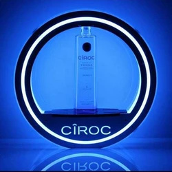 Glow Round Circle Ring Bright Blue LED Light Single Bottle Ciroc Vodka Bottle Presenter Vip Bottle Service Glorifier Display
