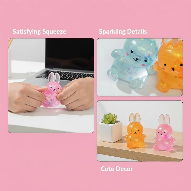 Anti-stress Soft TPR Slow Rebound Sequins Maltose Pinch Adult Toy Stress Relief Elastic Squeezing Colored Rabbit Decompression