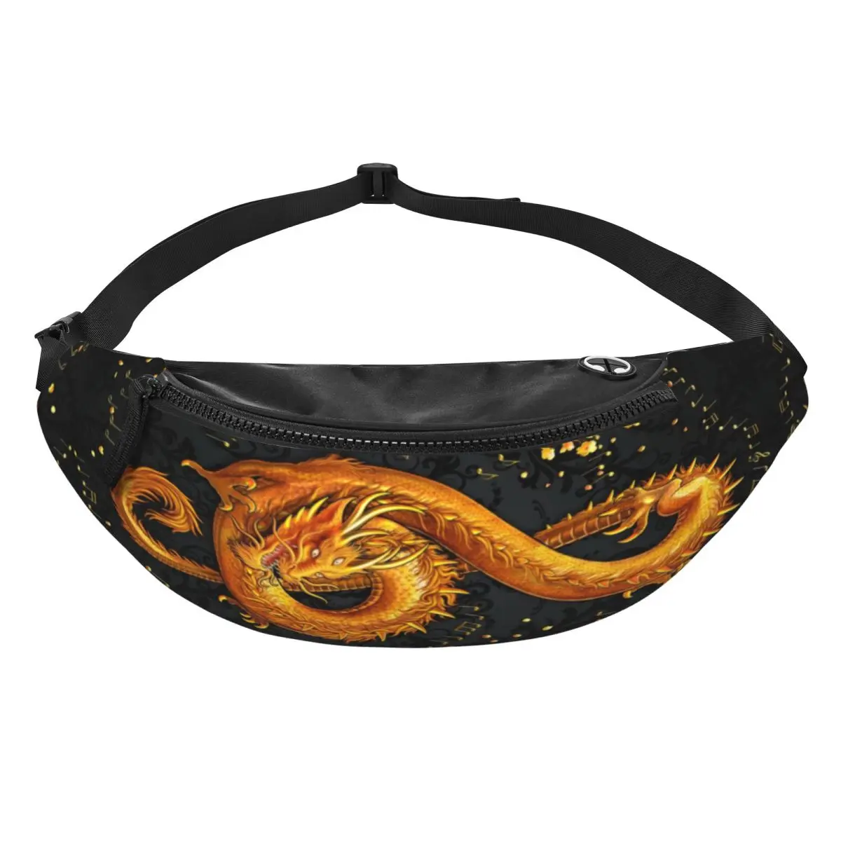 Custom Treble Clef Music Dragon Fanny Pack Women Men Crossbody Waist Bag for Travel Hiking Phone Money Pouch