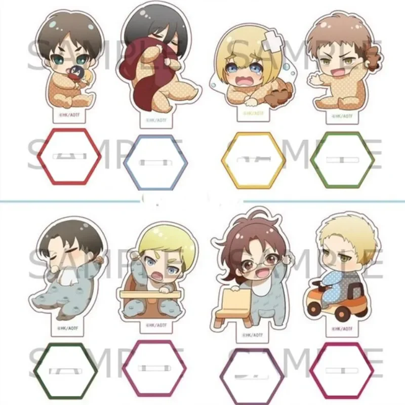 Anime Armin Acrylic Stand Doll Eren Yeager Levi Mikasa Mini Figure Model Plate Cosplay Baby Toy for Gift