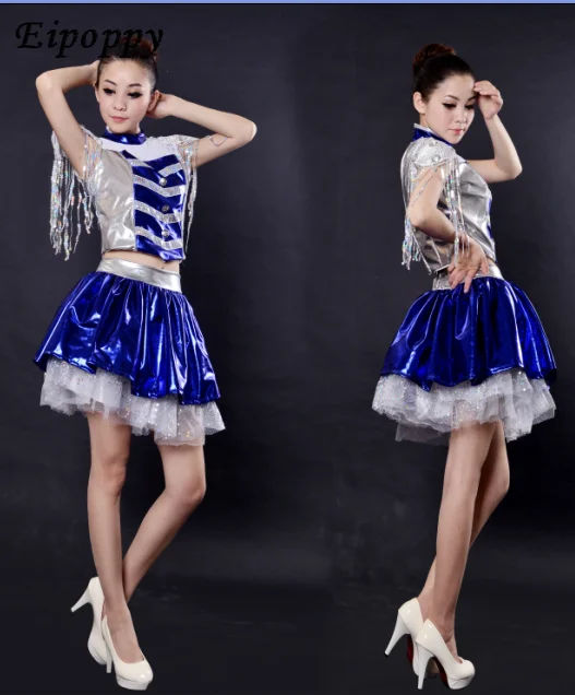 

Modern Jazz Dance Costume Sequins Fashion Opening Dance Skirt Suit Cheerleading Act Out Adult Clothes