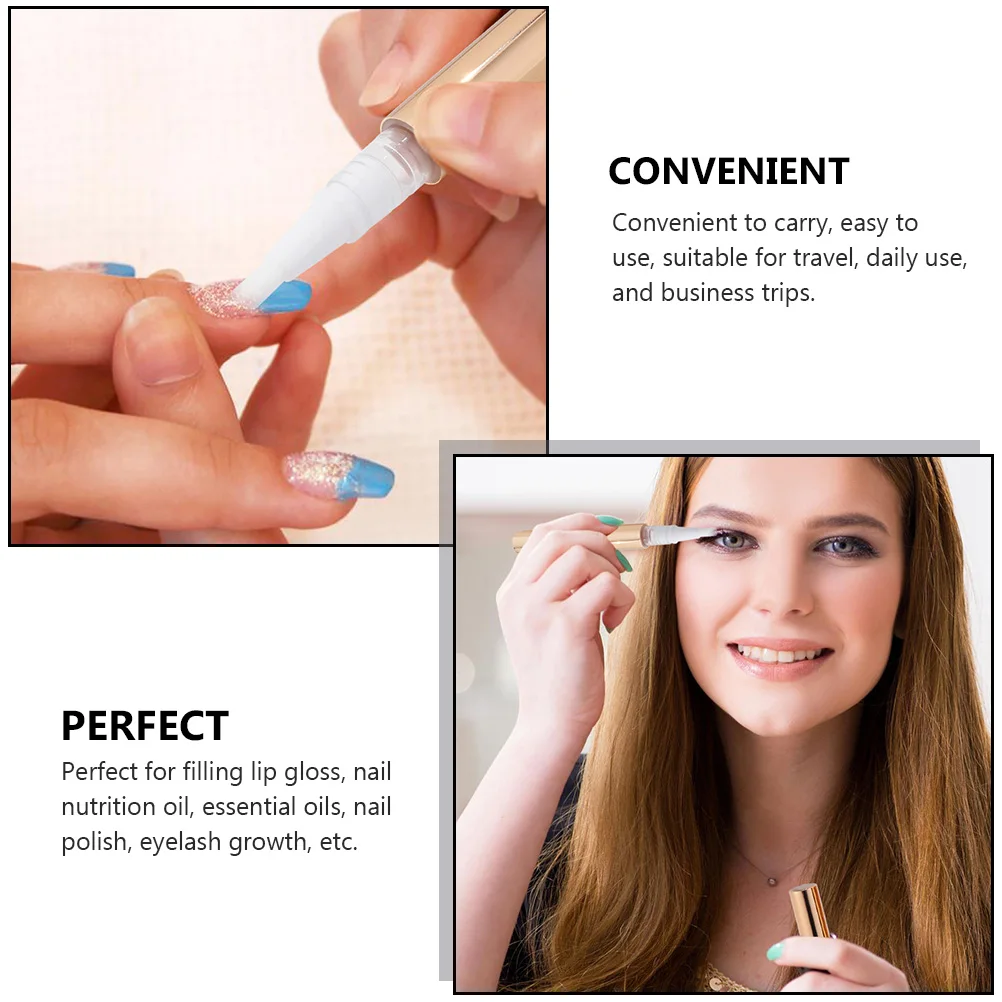 

3Pcs Nail Polish Bottle Lip Gloss Mini Tubes Refillable Empty Travel Portable LeakProof Plastic Metal