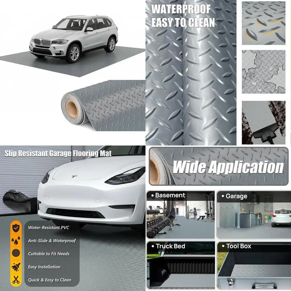 

Thickened PVC Garage Floor Mat - Heavy-Duty Waterproof Non-Slip Protector for Cars, Trailers, SUVs, Basements, Gyms (2ft x 26ft)