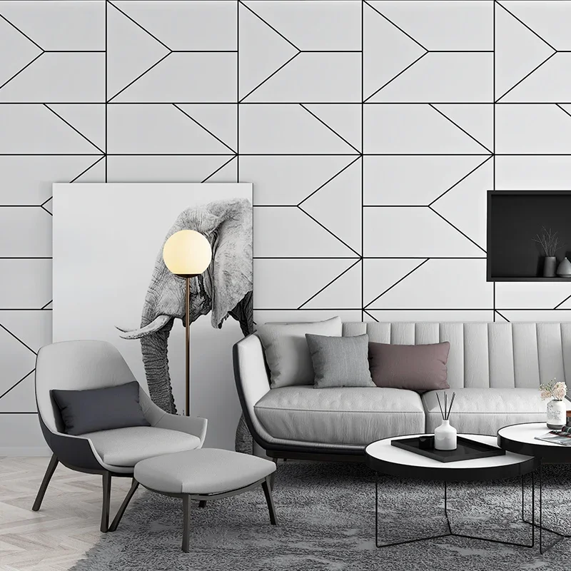 

Black White Geometric Wallpaper Room Decor Wall Paper Marble Wallpaper Roll Mural Living Room Decoration Floral Wallpaper