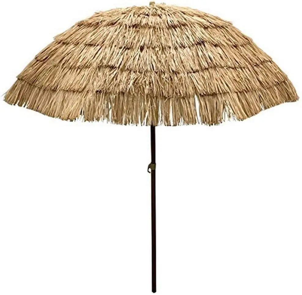 

8' Thatch Patio Tiki Umbrella Tropical Palapa Raffia Tiki Hut Hawaiian Hula Beach Umbrella