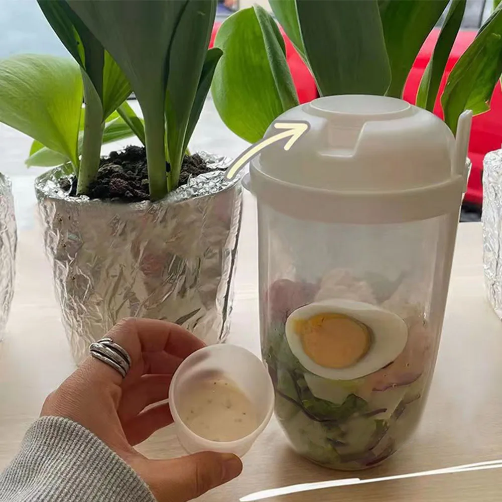 Bottle Salad Container Bottle-Shaped Bento Salad Bowl For Lunch Carry To Go Salad Box With Fork And Sauce Cup Kitchen Accessorie 5