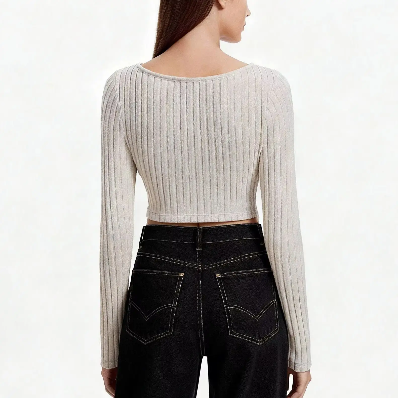 Women Slim Fit Square Neck Sexy Waist-Cinching Short Top Spring Summer Long Sleeve Charming Tunic Blouse Shirt Women's Tops