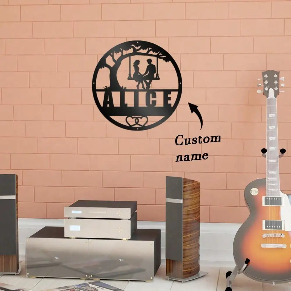 

Custom Couple Name Metal Wall Art for Living Room Home Decor