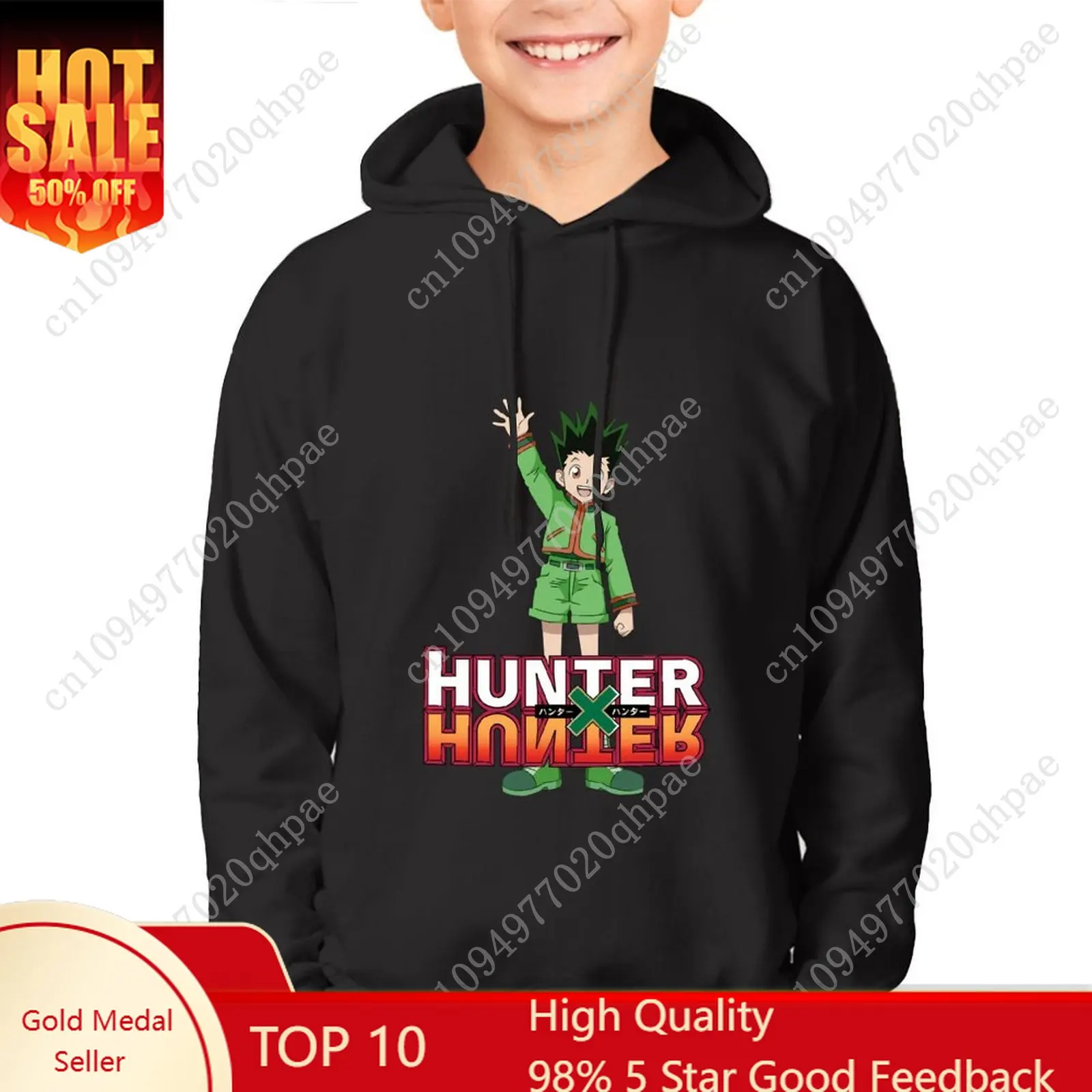 

Толстовка с капюшоном Hunter X Hunter для мальчиков и девочек, детская хлопковая термокофта, легкая, удобная, изготовленная на заказ, весенне-осенние топы