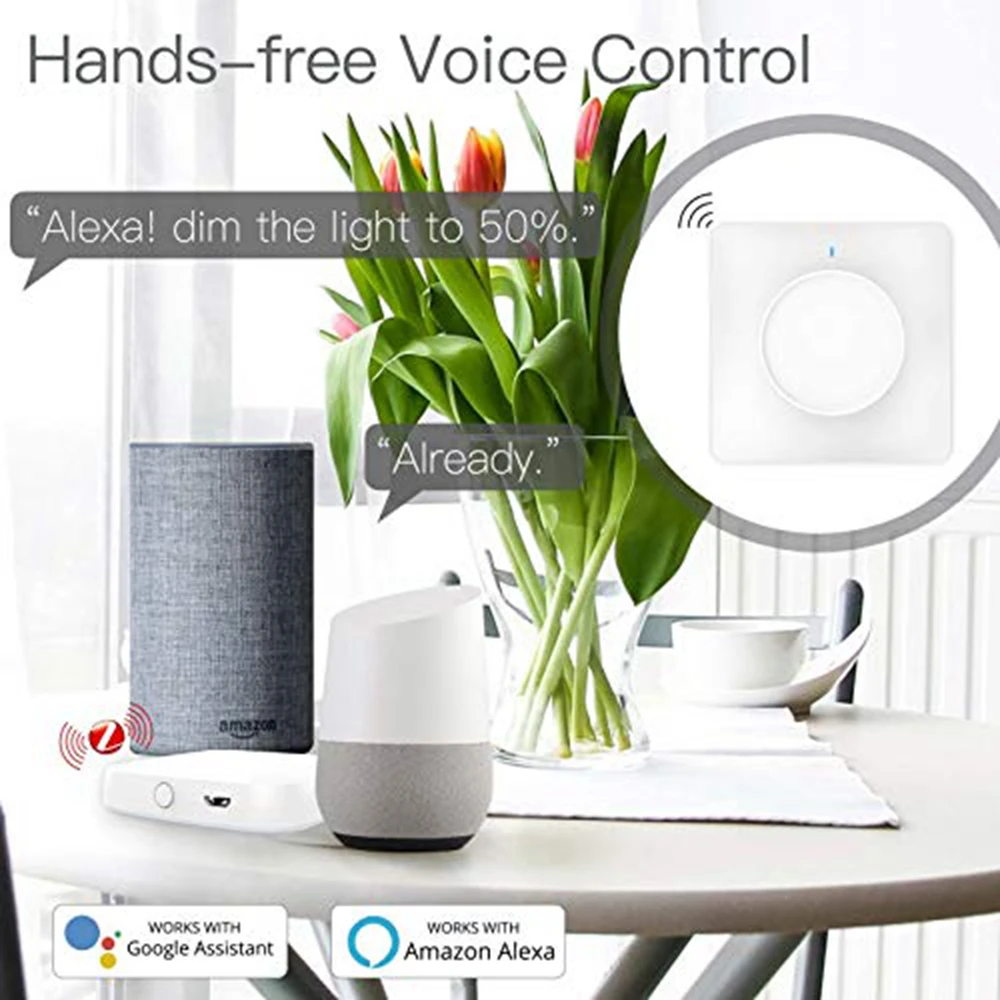 Tuya Smart Home Zigbee Rotary Dimmer Switch Dimming Panel Smart Wall Switch Need Hub APP Voice Control Alexa Google Home