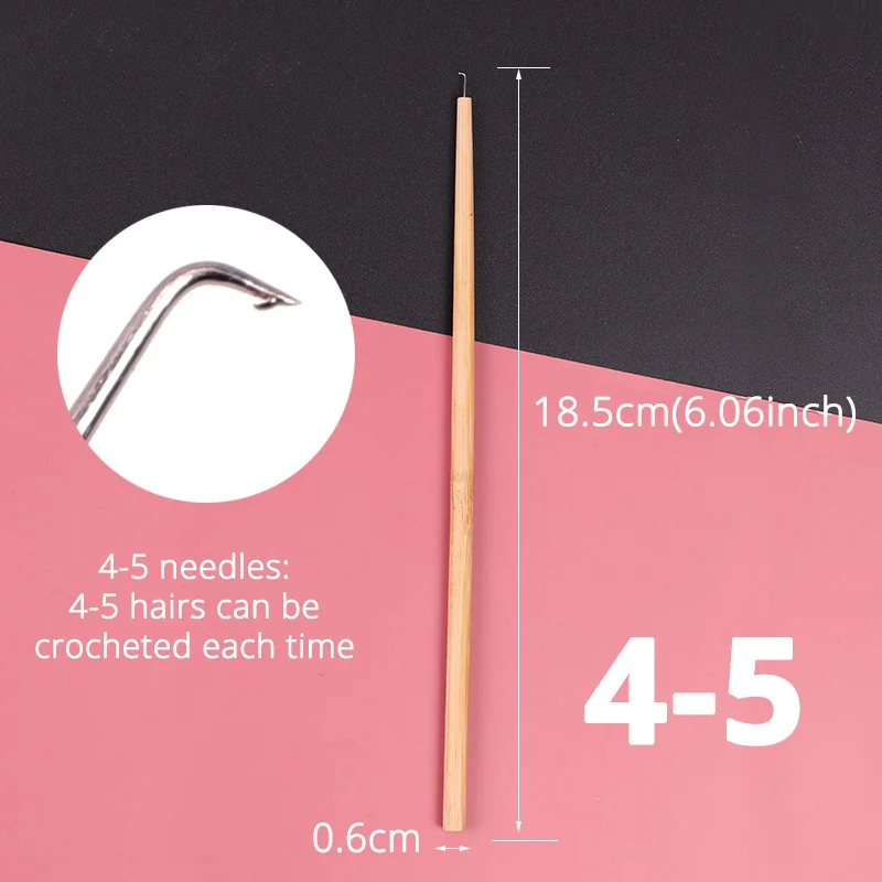 4 Pcs Different Size Ventilating Needles For Lace Wigs Making Long Wooden Handle Crochet Needle Hair Wig Making Tools image 5