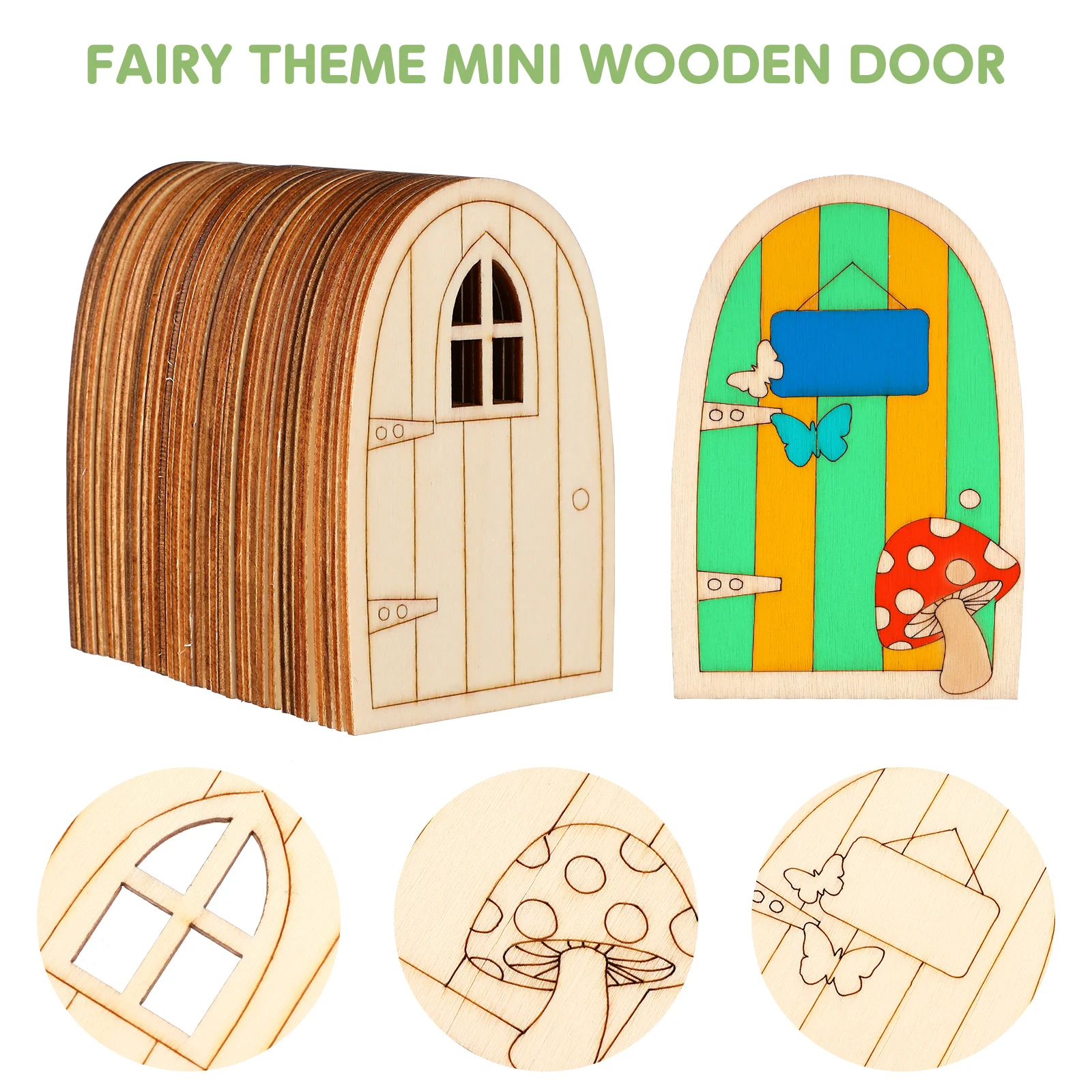 

36 Pcs Wooden Fairy Doors Creative Decoration Mini Ornaments Set for Crafts Elf Tree Decorations Small Toy Accessories
