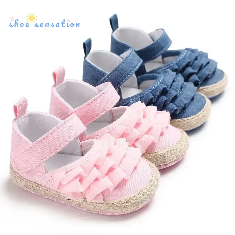 Meckior Beautiful Lace Baby Girls Shoes Spring Autumn Flat Soft Sole Anti-Slip Toddler First Walking Crib Shoe for 0-18 Months