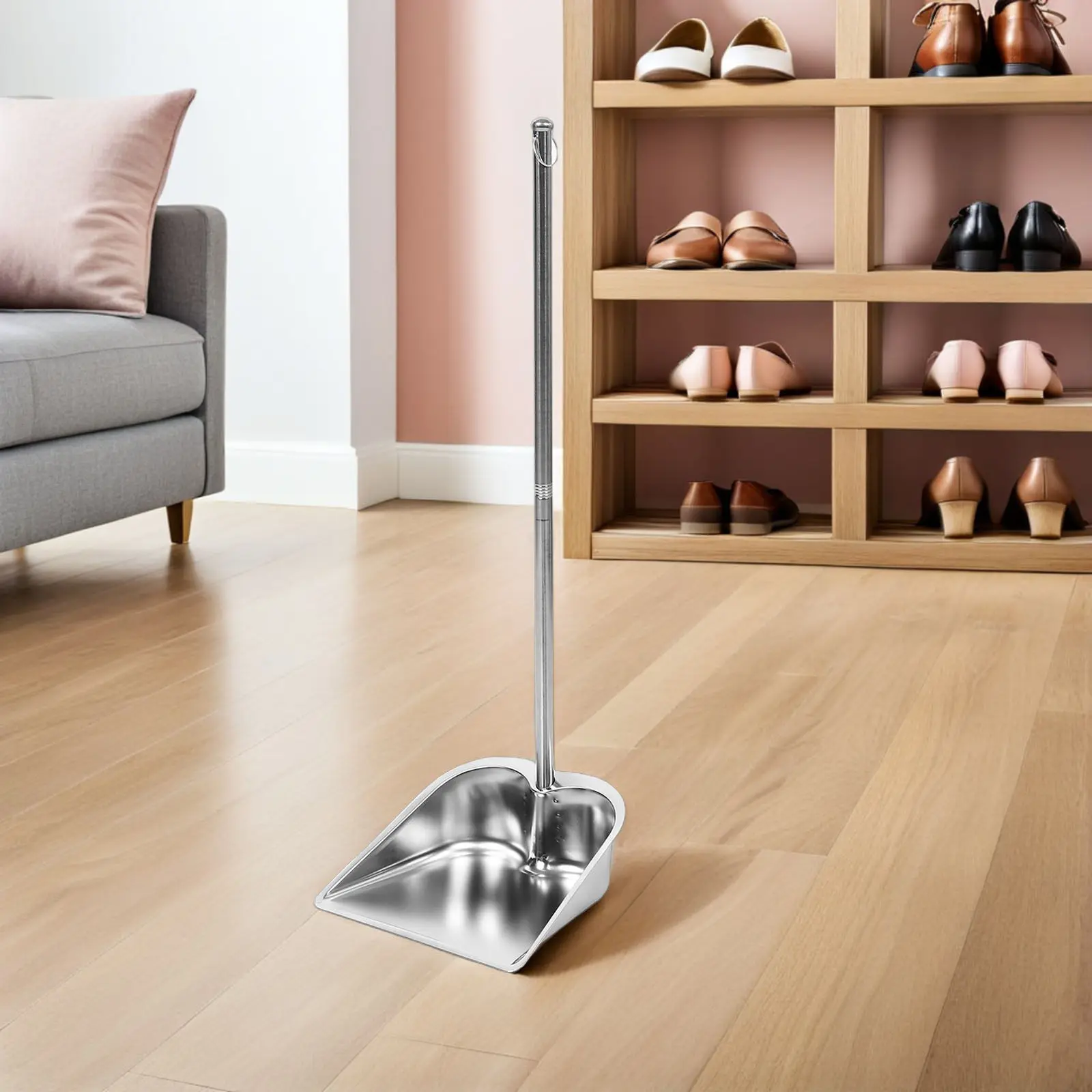 Flat Edge Stainless Steel Dustpan Heavy Duty Thickened Construction for Kitchen Shop Lobby Floor Sweep Pan Non Scratch Steel