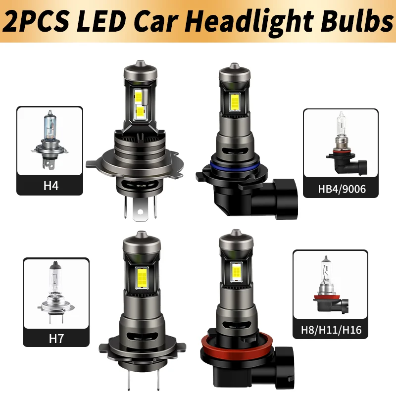 

2PCS 50000LM H4 H7 LED Headlights H8 H11 HB3 9005 HB4 9006 Canbus For Moto/Auto Fog Light Bulbs High Low Beams Car Accessories