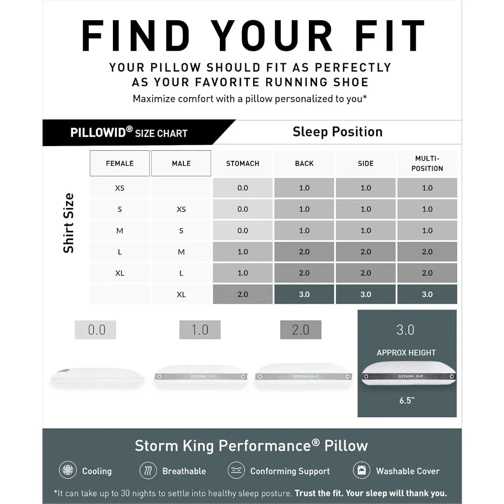 وسادة عاصفة Bedgear - دعم تبريد للنوم الساخن مع تخفيف آلام الرقبة، وشد متوسط، ولا يسبب الحساسية، وقابل للتنفس