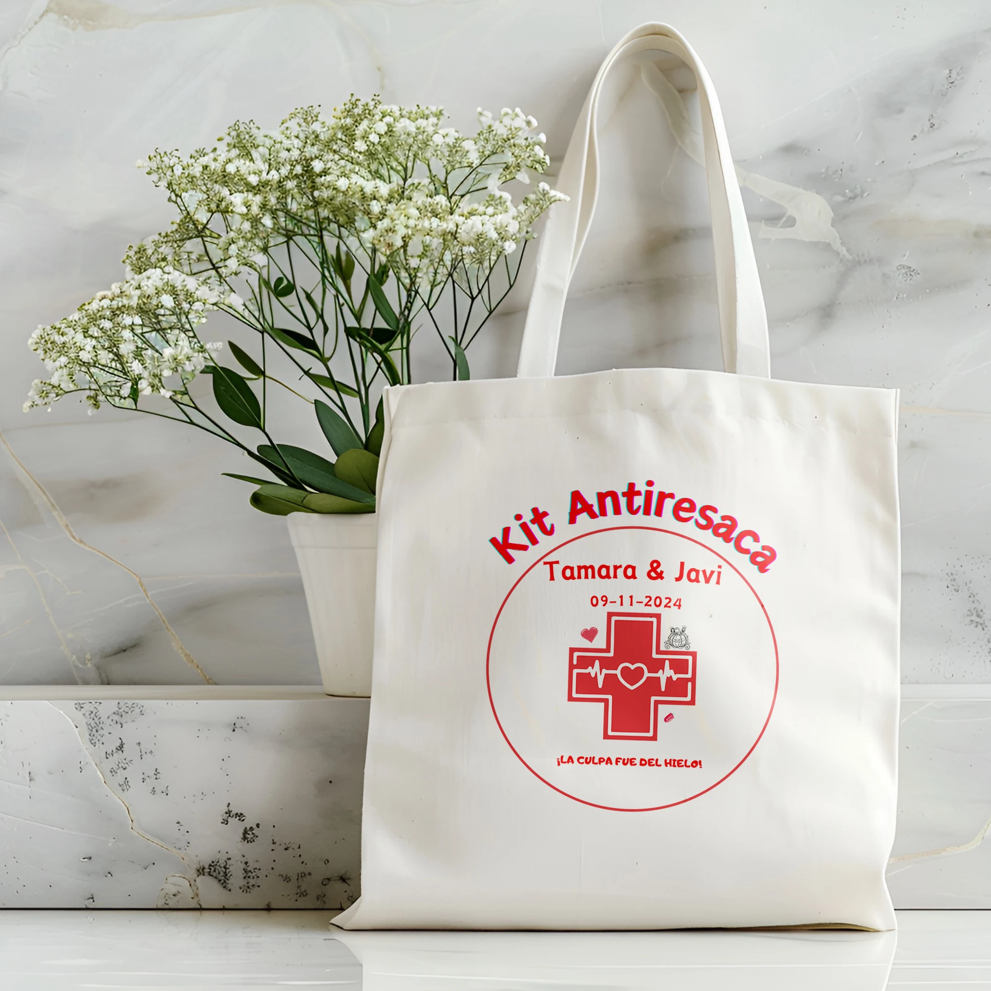 

Canvas bag, digital printing shopping bag, hospital rescue logo pattern, environmentally friendly and portable linen bag