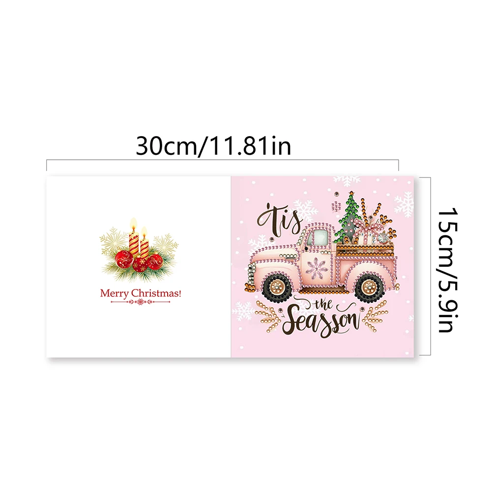 2/6/12Pcs Winter Christmas DIY Diamond Painting Card Rhinestone Painting Card Kit Diamond Painting Greeting Card for Adults Kids