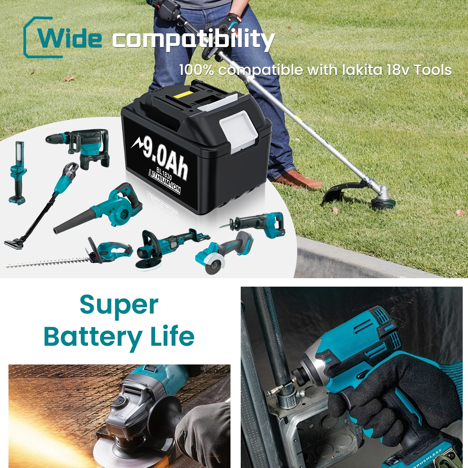 For Makita BL1860 18V Battery Rechargeable 9000mAh Li-ion Battery 18v Battery BL1840 BL1850 BL1830 BL1860B LXT400 Tool Battery