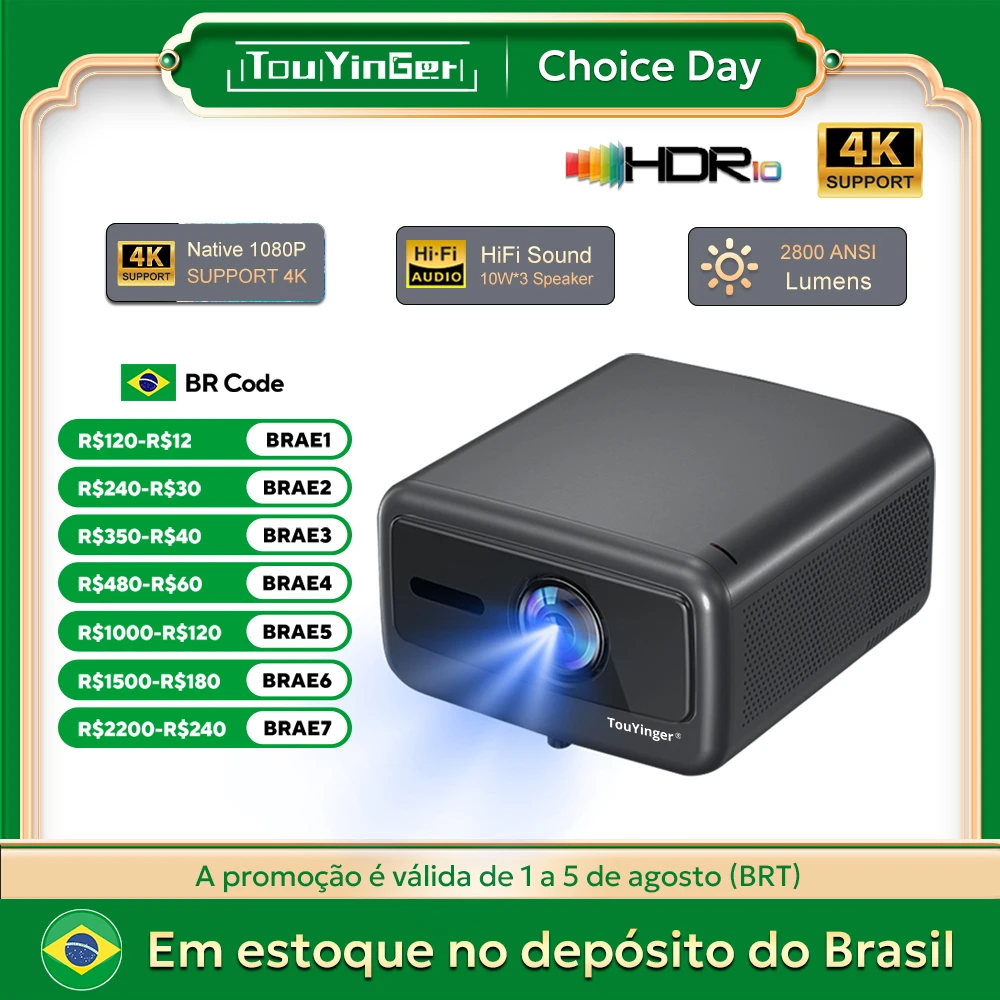 Touyinger Q12W PRO Full HD 1080P Projetor 4K 2800 ANSI Android 12 Projetor de feixe de cinema para vídeo de conferência de educação doméstica Touyinger Q12W PRO Full HD 1080P Projetor 4K 2800 ANSI Android 12 Projetor de feixe de cinema para vídeo de conferência de educação doméstica