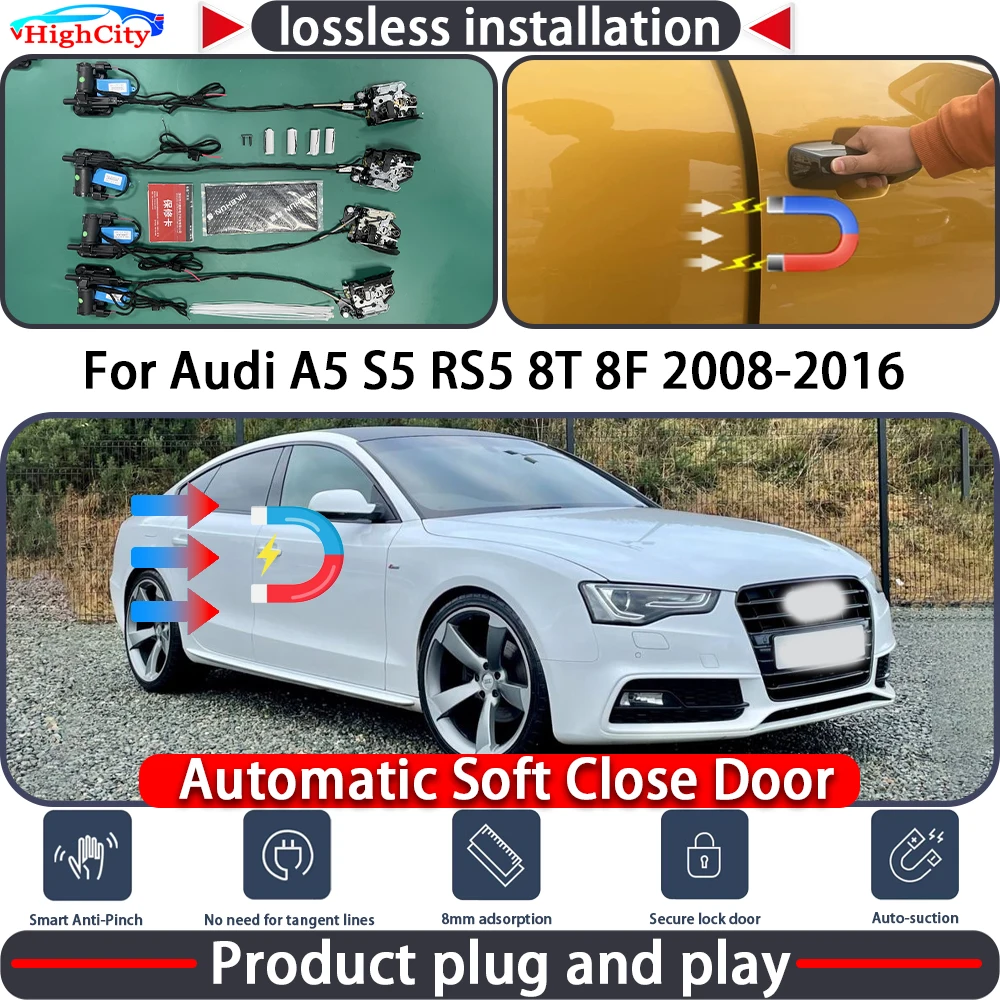 

HighCity Electric Closing Door Lock Actuator for Audi A5 S5 RS5 8T 8F 2008-2016 Soft Close Power Latch System Auto Pull Door