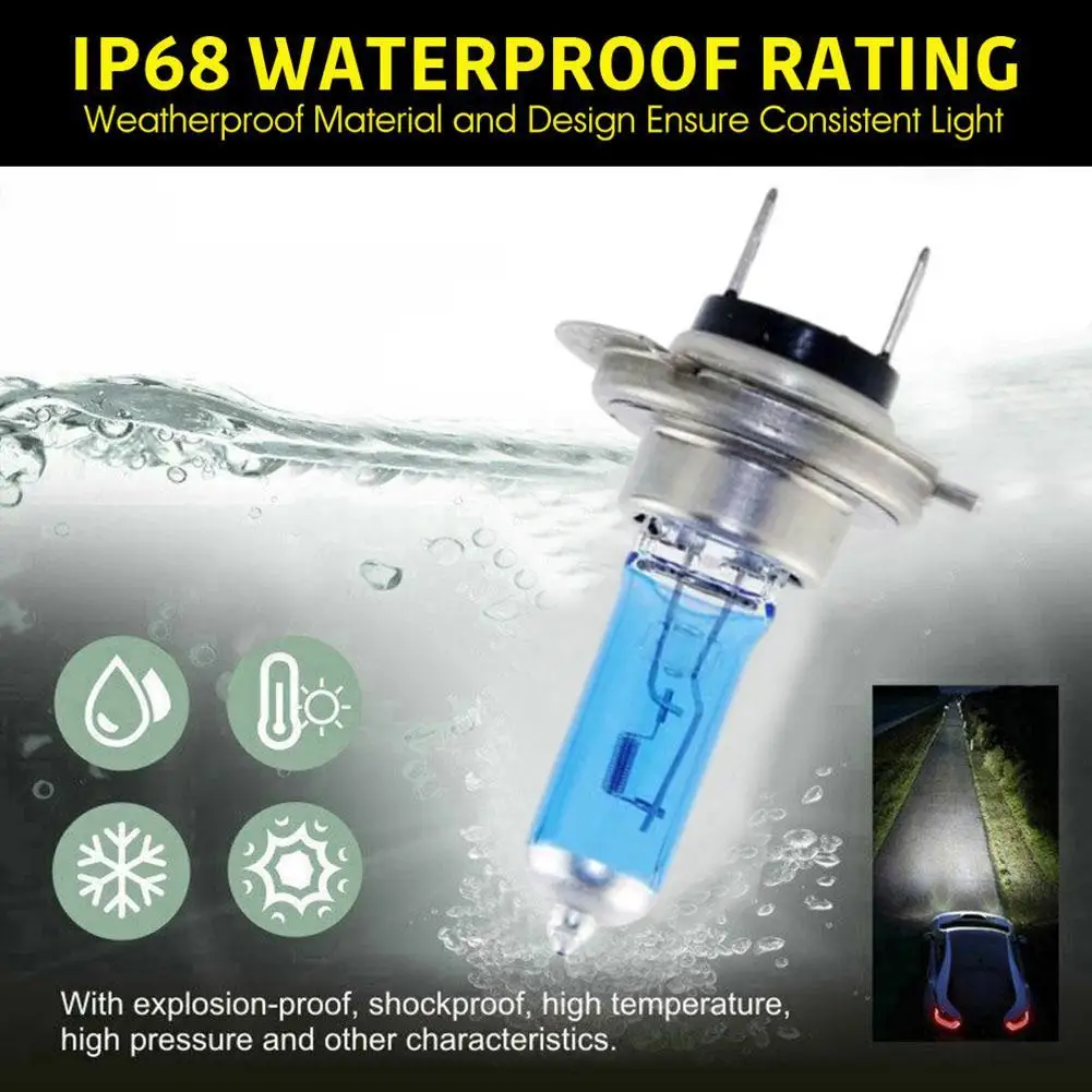 2/1pcs H7 Car Headlight Bulbs 100W 8500K Xenon Hid White 55W Halogen Car Light Look Lue Super Headlight Effect Bulb White Light