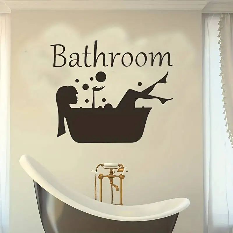 Bathroom Decal Removable Art Vinyl Mural Home Room Decor Wall Stickers Diy English wall sticker pinup picture Door stickers home