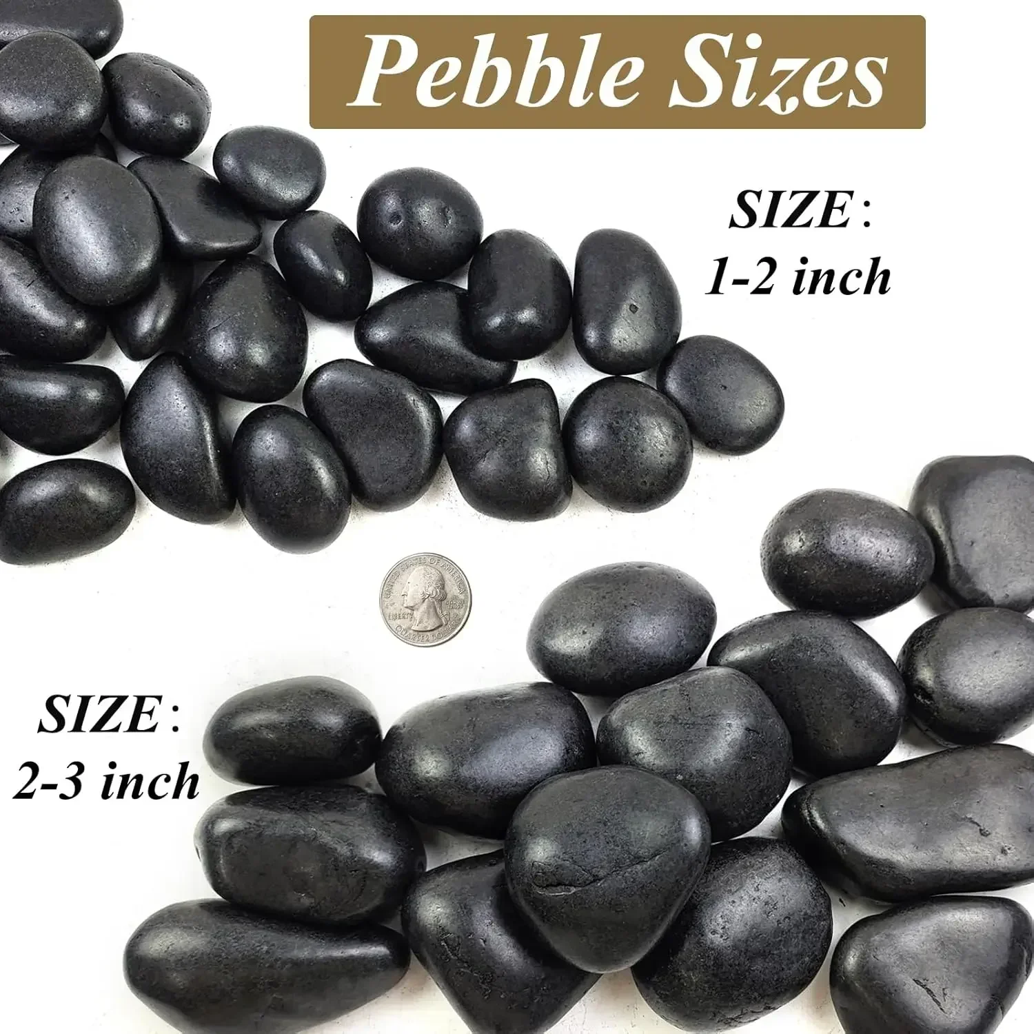 40 Pounds Black Natural River Pebbles – 2-3 Inch Decorative Black Ornamental River Pebbles for Garden Landscaping, Home Décor, O