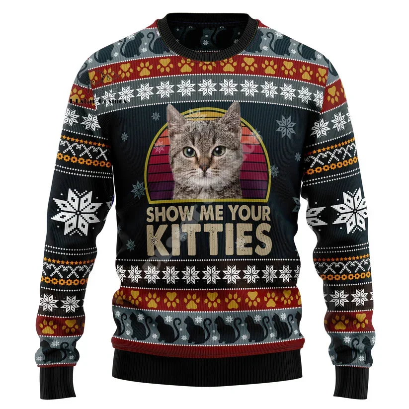 2026 Christmas Santa Claus Cartoon Anime Graffiti Retro Winter Ugly Sweater 3DPrint Harajuku Pullover Casual Funny Long Sleeves